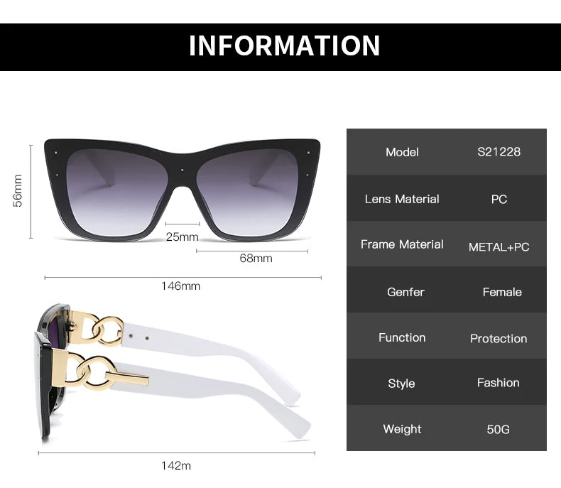 Frameless cat-eye sunglasses fashion eyewear
