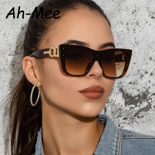 Qutox Luxe rimless cat-eye sunglasses in leopard finish
