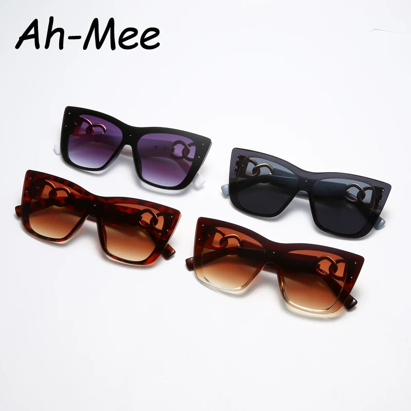 Fashion rimless cat-eye sunglasses side angle